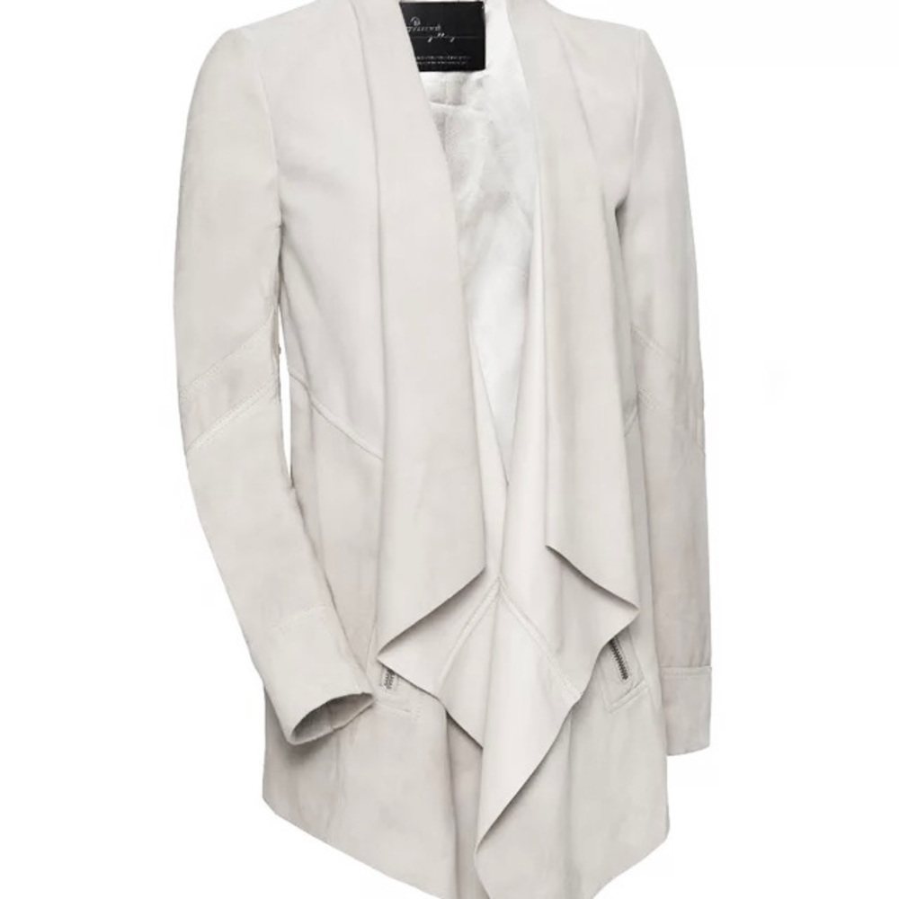 Goosecraft by Gallery 188 Suede Leather Cardigan Jacket Ivory Women’s Size S